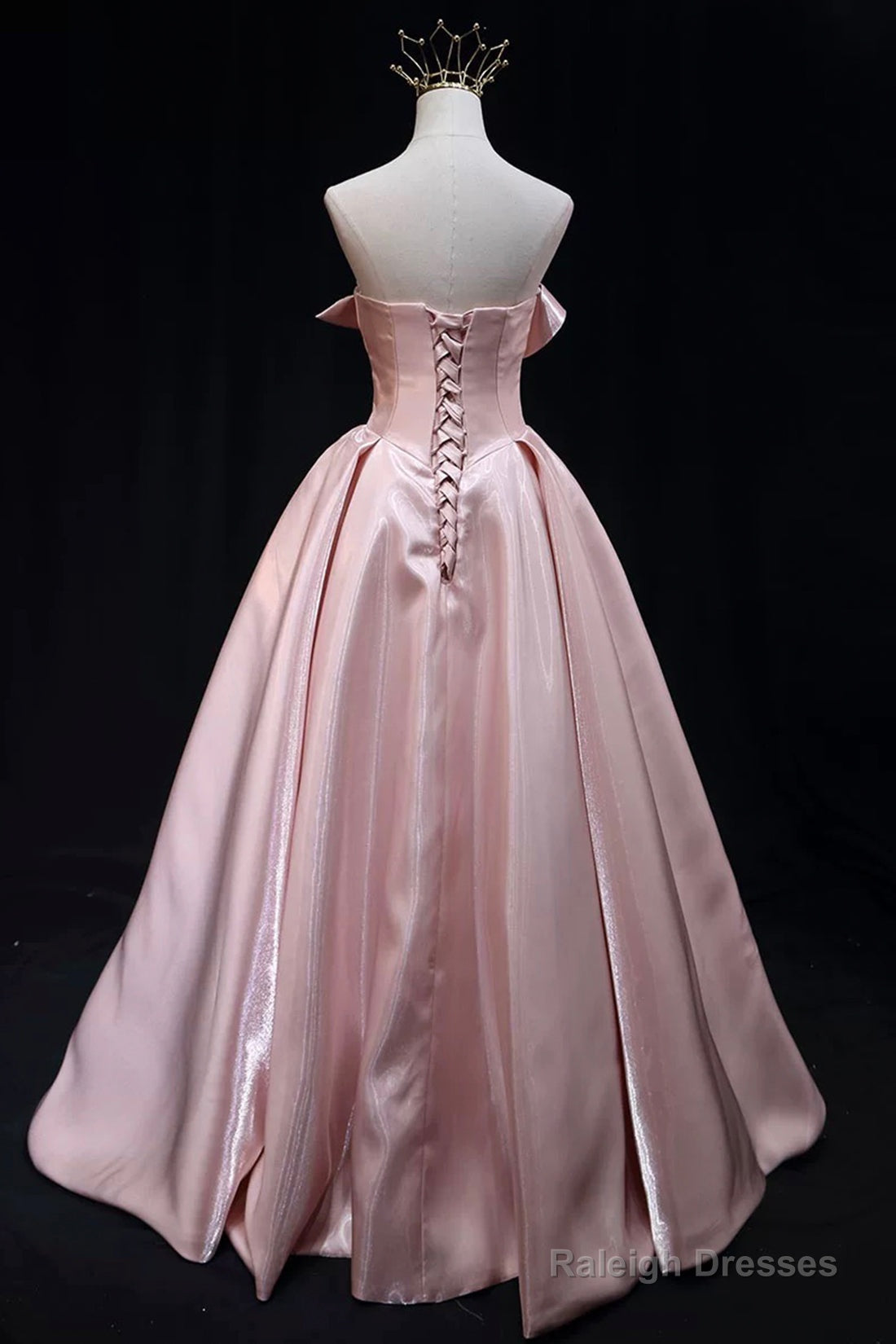 Pink Strapless Satin Long Prom Dress, Beautiful A-Line Evening Party Dress
