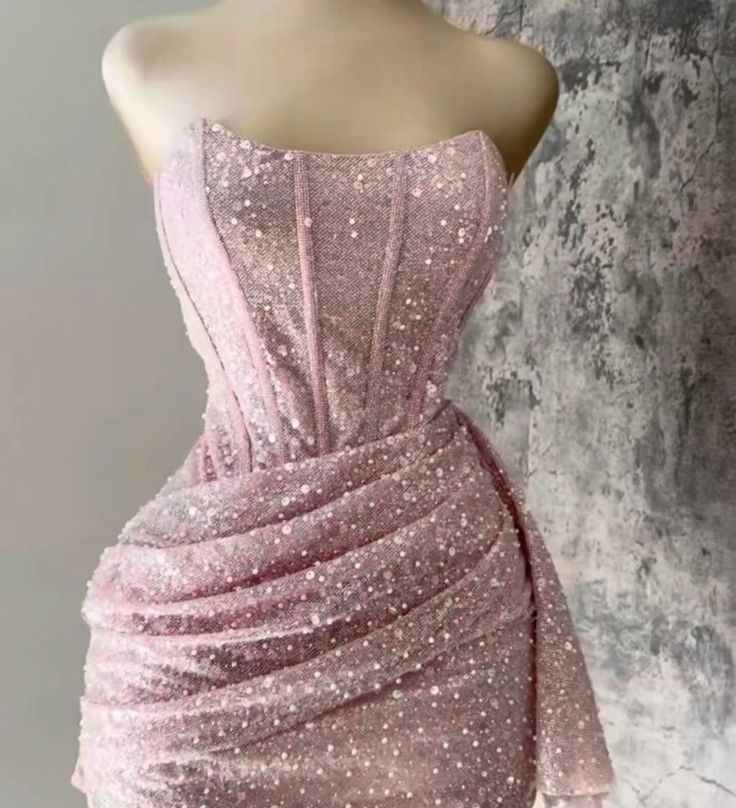 Pink Strapless Sequins Prom Dresses Mini Homecoming Dresses Birthday Outfits