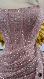 Pink Strapless Sequins Prom Dresses Mini Hoco Dresses Birthday Outfits