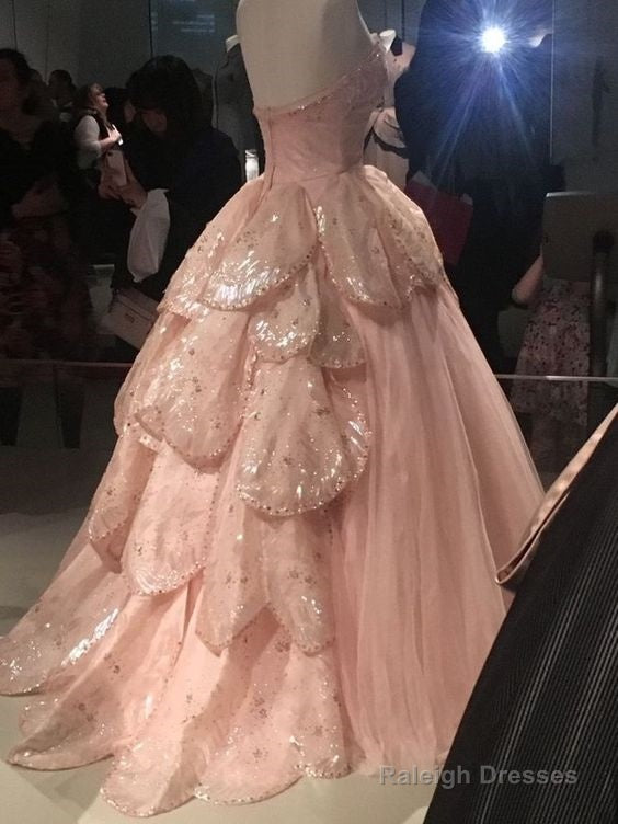Pink Sweetheart Ball Gowns Prom Dresses With Lace