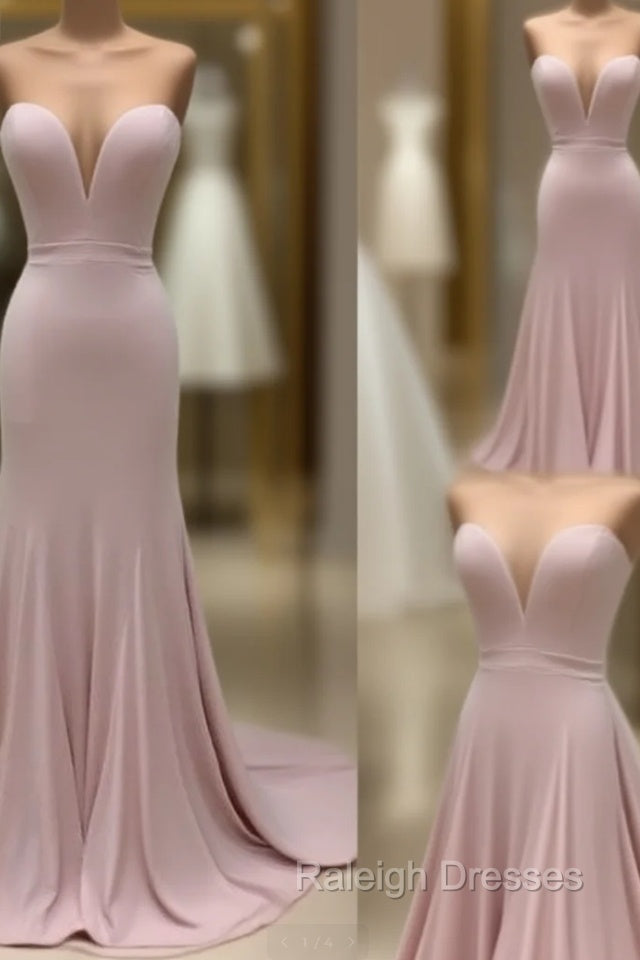 Pink Sweetheart Neck Mermaid Long Prom Dress, Pink Prom Dress Main image