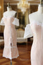 Pink Sweetheart Off Shoulder Lace Prom Dresses Lace Prom Dresses