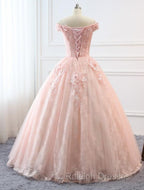 Pink Sweetheart Off Shoulder With Lace Long Sweet 16 Dresses Pink Prom Dresses
