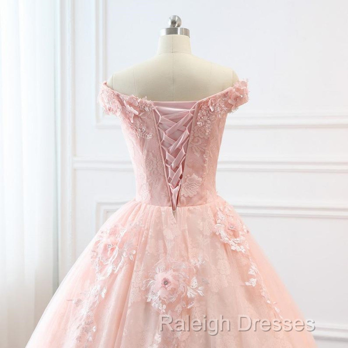 Pink Sweetheart Off Shoulder With Lace Long Sweet 16 Dresses Pink Prom Dresses