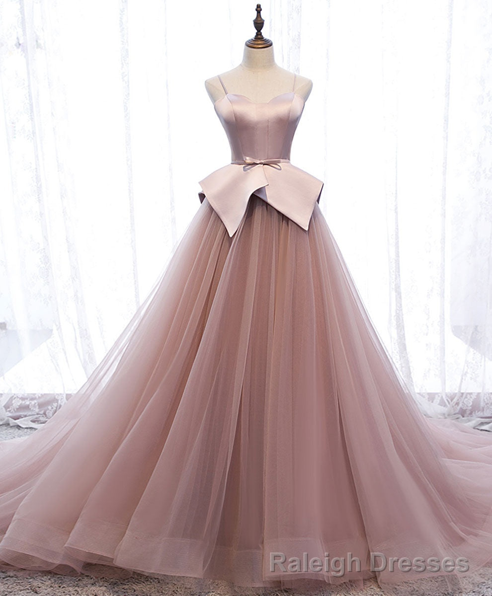 Pink Sweetheart Tulle Long Prom Gown Pink Tulle Formal Dress Secondary image