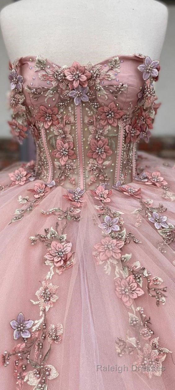 Pink Tulle Appliques Ball Gown Quinceanera Dresses Secondary image