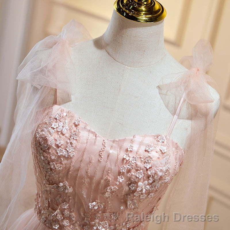 Pink Tulle Lace and Flowers Short Homecoming Dress, Cute Pink Prom Dress
