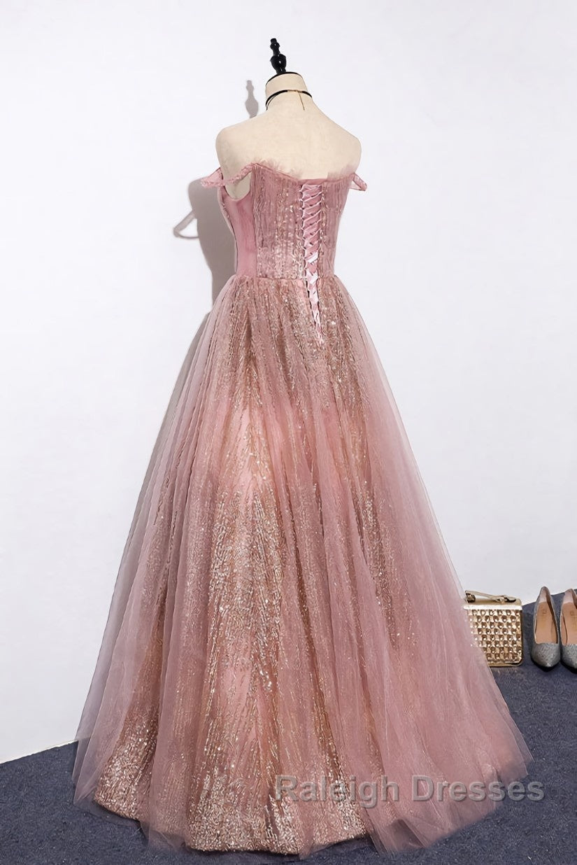 Pink tulle lace Prom Dresses Long pink tulle Prom Dresses Secondary image