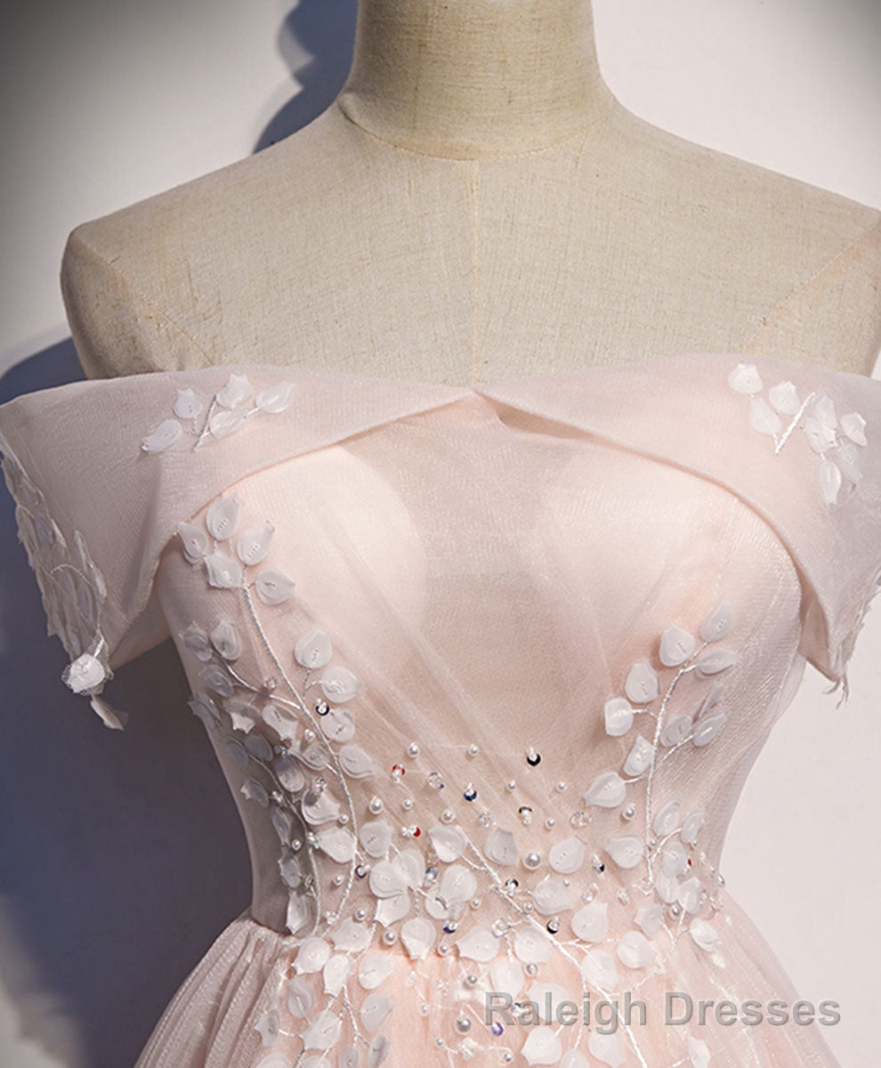 Pink Tulle Lace Long Prom Dress Pink Tulle Lace Formal Dress