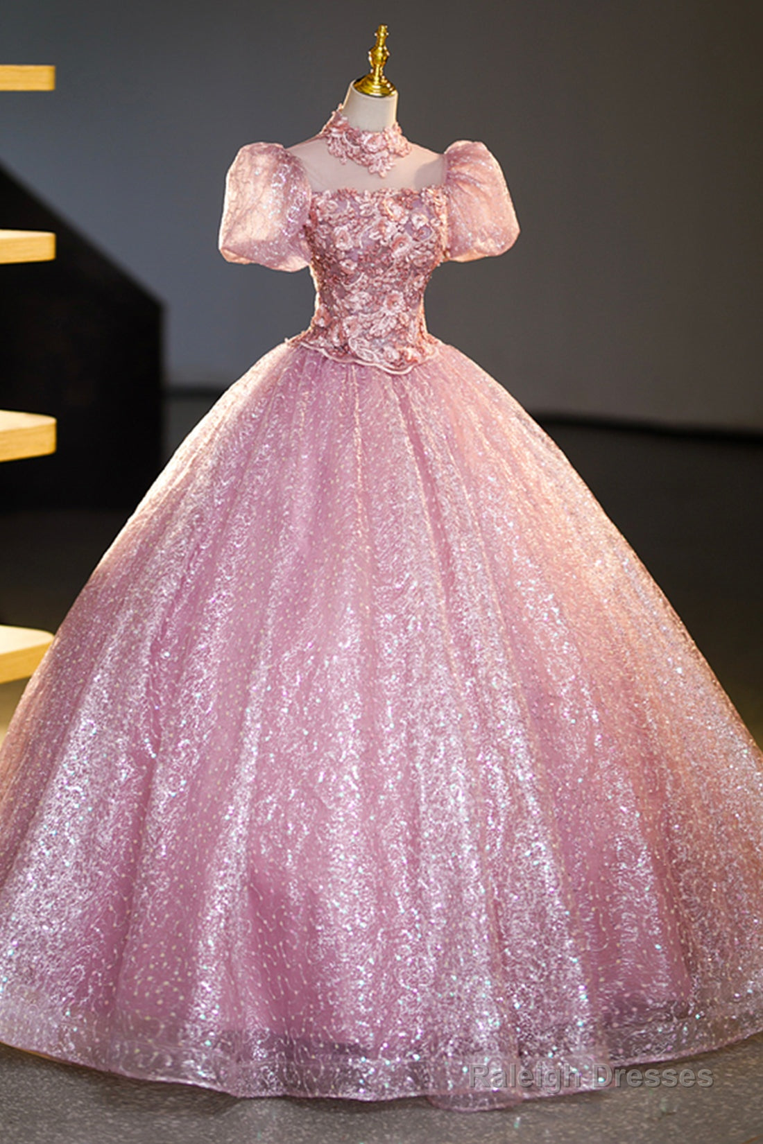 Pink Tulle Lace Princess Dresses Beautiful A-Line Prom Dresses Sweet 16 Dresses