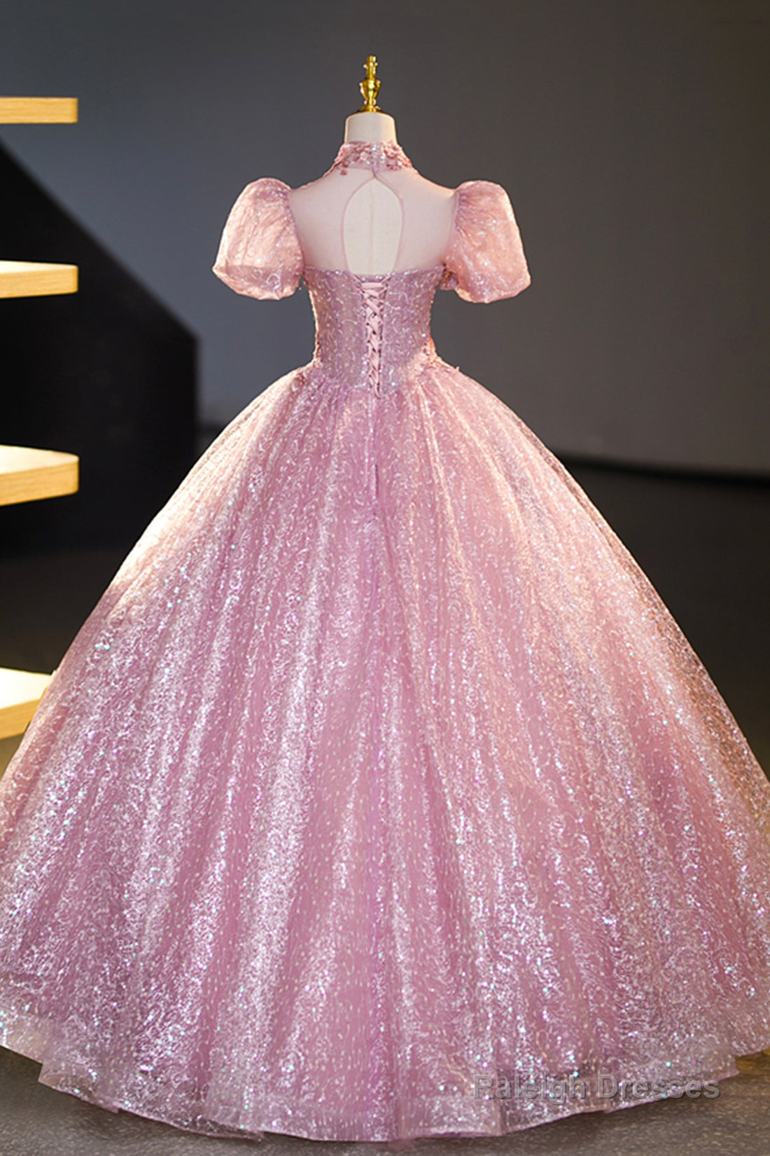 Pink Tulle Lace Princess Dresses Beautiful A-Line Prom Dresses Sweet 16 Dresses