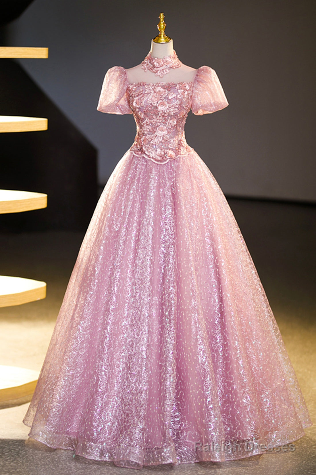 Pink Tulle Lace Princess Dresses Beautiful A-Line Prom Dresses Sweet 16 Dresses