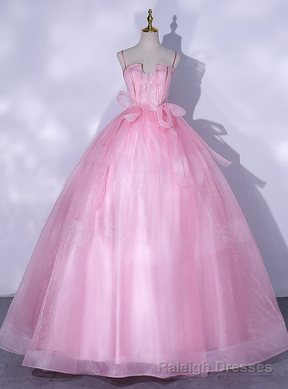Pink Tulle Lace Straps Quinceanera Dress Main image