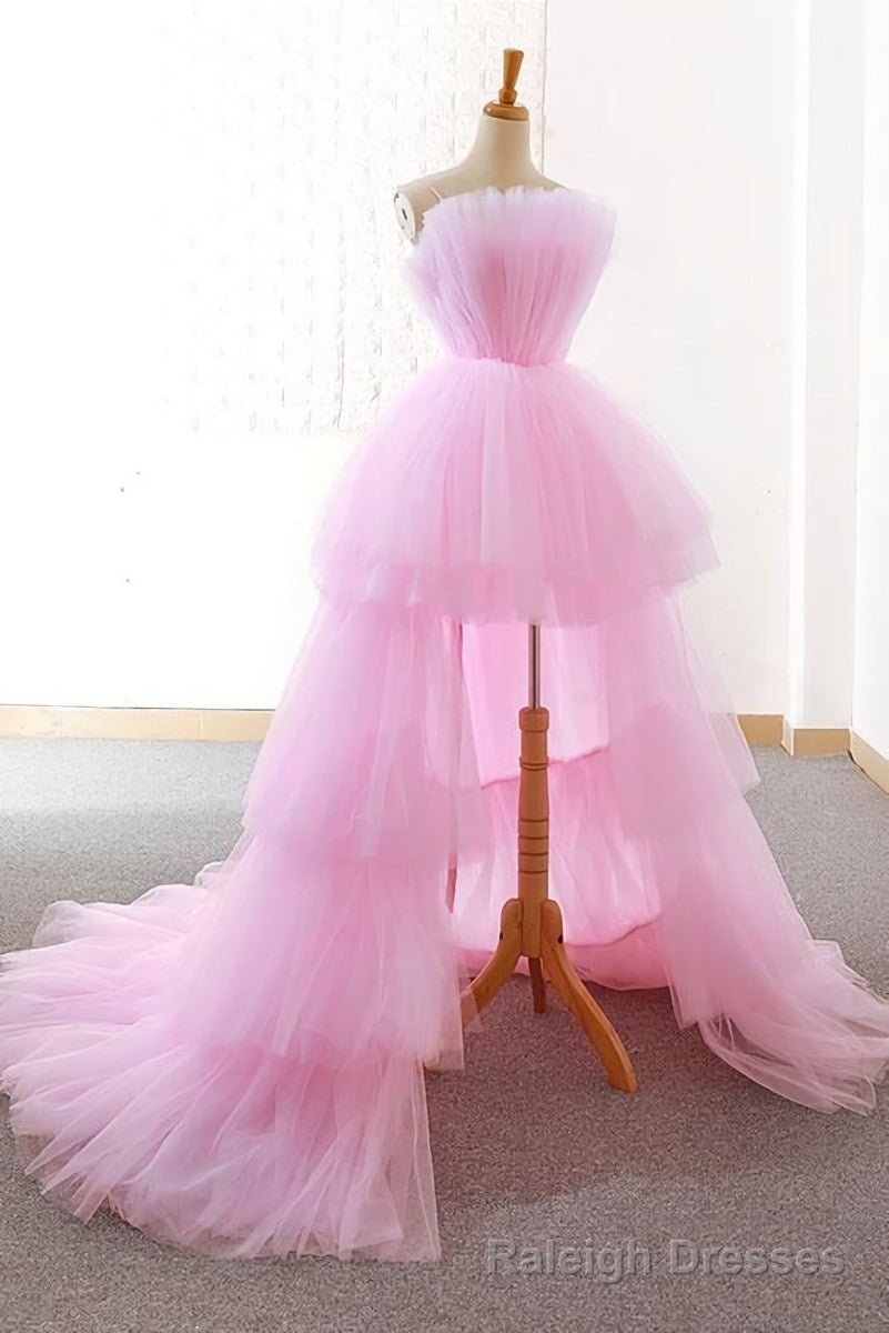Pink tulle long prom dress,Best evening dress,evening gowns,Party dresses Main image