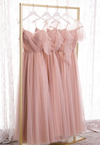 Pink Tulle Long Prom Dresses, A-Line Evening Party Dresses