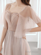 Pink Tulle Off Shoulder Short Party Dress, Pink Tulle Homecoming Dresses