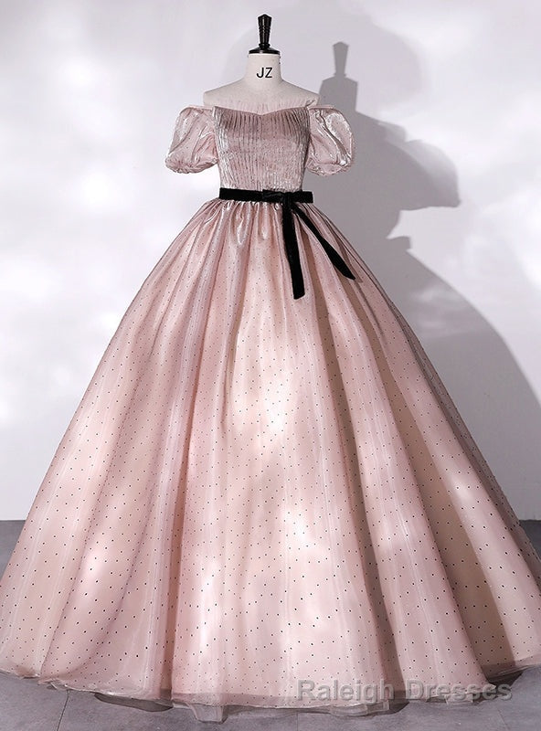 Pink Tulle Off the Shoulder Puff Sleeve Quinceanera Dress Main image