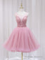 Pink Tulle Sequins Beading Homecoming Dress