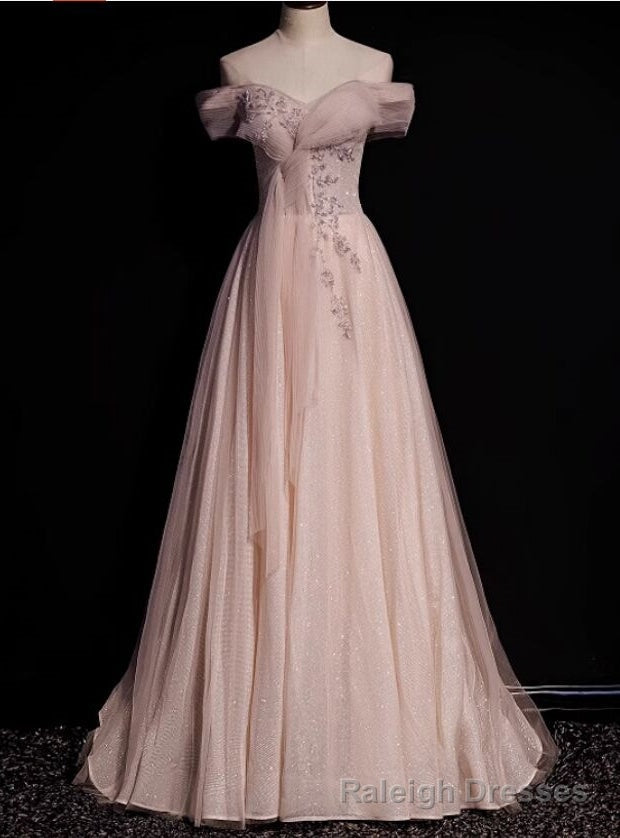 Pink Tulle Sequins Beading Pleats Prom Dress Main image