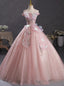 Pink Tulle Sequins Beading Quinceanera Dress