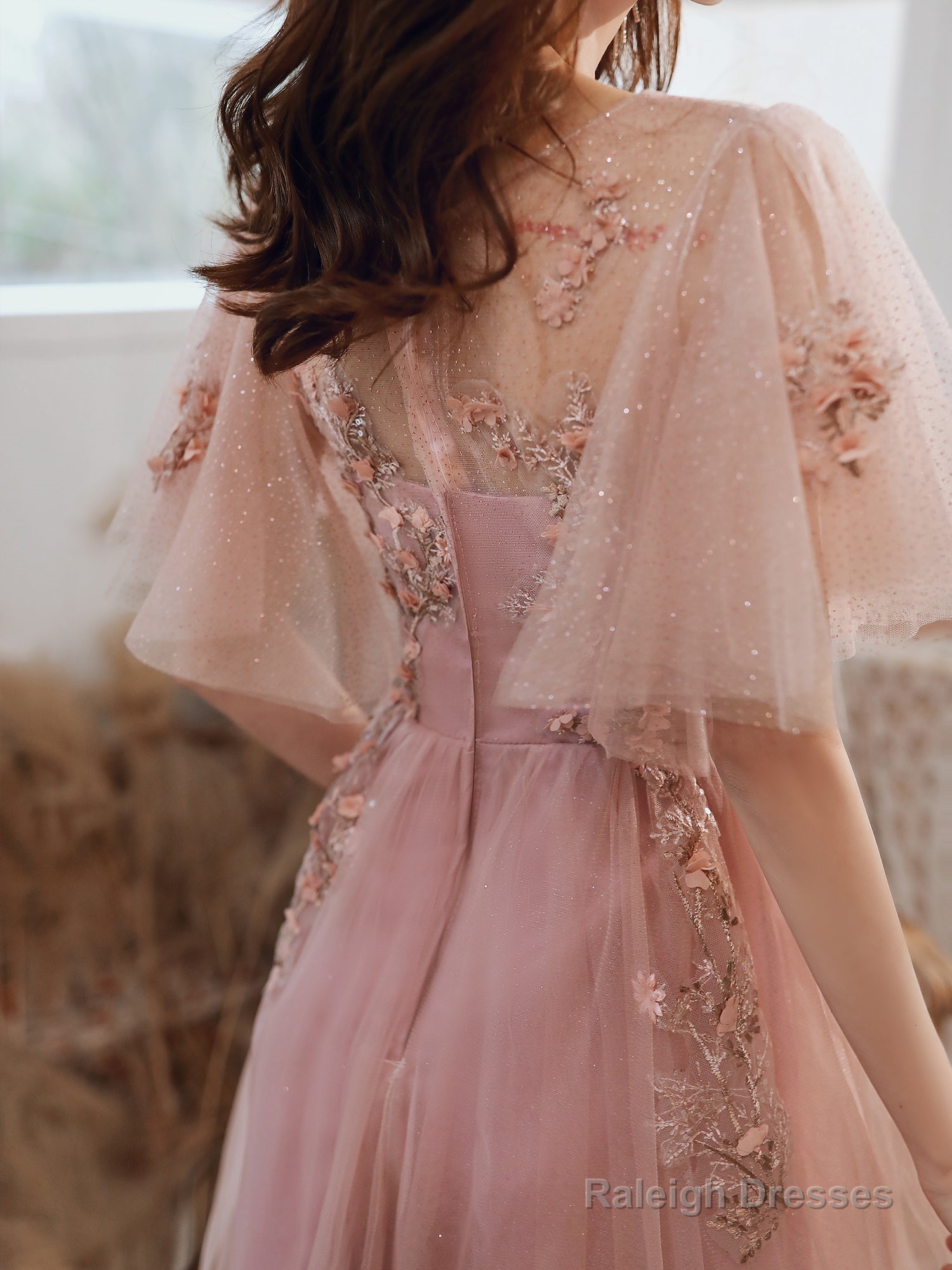 Pink Tulle Short Prom Dresses With Lace Pink Homecoming Dresses