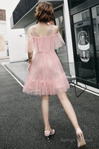Pink Tulle Short Prom Dress, A-Line Party Dress