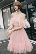 Pink Tulle Short Prom Dress, A-Line Party Dress