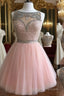 Pink Tulle Short Prom Dress For Teens, Pink Homecoming Dress
