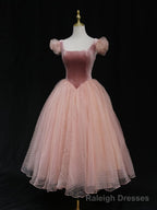 Pink Tulle Short Prom Dress, Pink Tulle Puffy Homecoming Dress