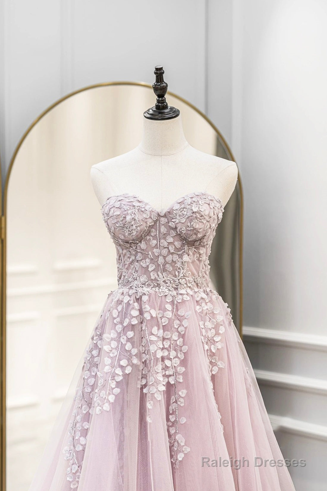Pink Tulle Sweetheart Long Party Dress, Beautiful A-Line Prom Dress Secondary image