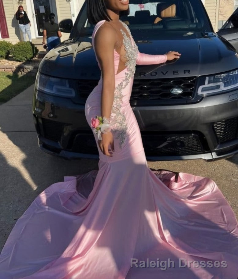 Pink Unique Long Prom Dress Mermaid Prom Dress Secondary image