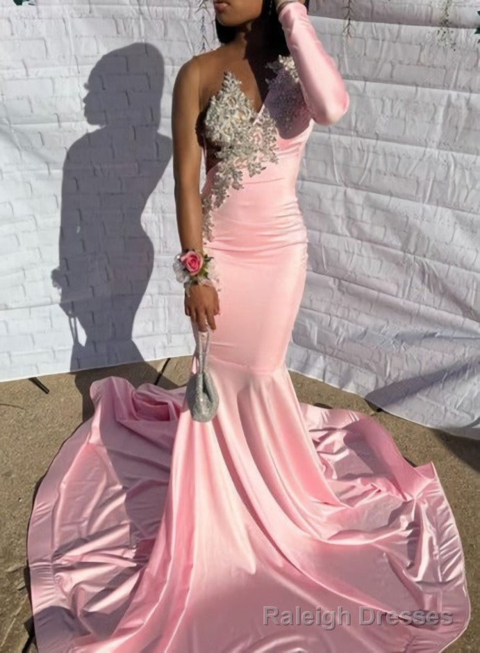 Pink Unique Long Prom Dress Mermaid Prom Dress Main image