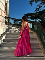 Pink/Green Fashion V-Neck Elegant Long Satin Evening Dress Party Dress Wedding Guest Dress Maternity Dress