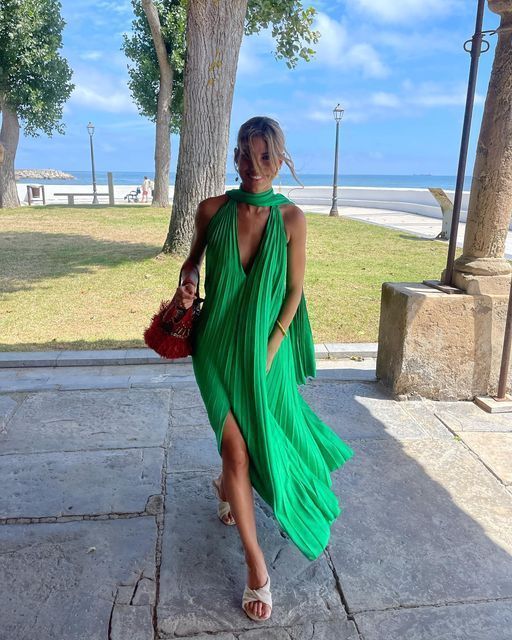 Pink/Green Fashion V-Neck Elegant Long Satin Evening Dress Party Dress Wedding Guest Dress Maternity Dress