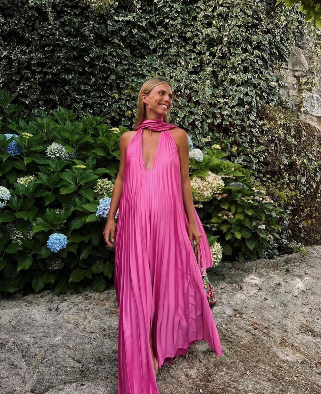 Pink/Green Fashion V-Neck Elegant Long Satin Evening Dress Party Dress Wedding Guest Dress Maternity Dress Main image