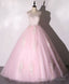 Pink V Neck Tulle Lace Long Prom Dress Pink Tulle Formal Sweet 16 Dress