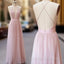 Pink V Neck Tulle Long Prom Dress, Evening Dress