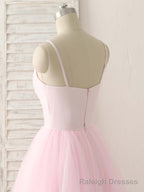 Pink V Neck Tulle Long Prom Dress Simple Pink Tulle Prom Dress