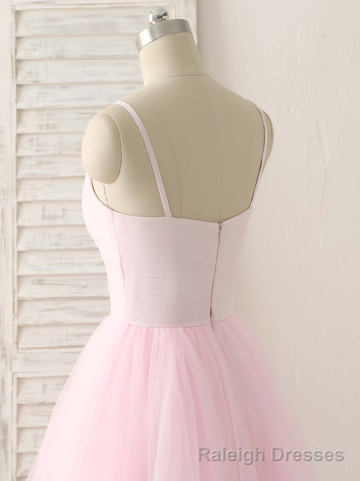 Pink V Neck Tulle Long Prom Dress Simple Pink Tulle Prom Dress