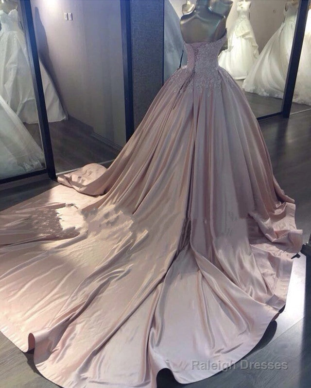Pink Wedding Dress Taffeta Ball Gown Lace Appliques Sweetheart Secondary image