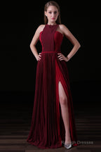 Pleat Draped Side Slit Off Shoulder Zipper Burgundy Bridesmaid Dresses