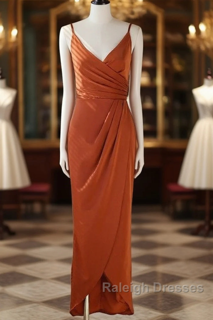 Pleated Pumpkin Sheath Bridesmaid Dress With Belt Main image