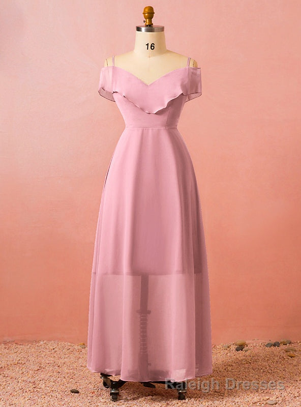 Plus Size Pink Chiffon Spaghetti Straps Floor Length Prom Dress