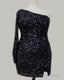 Plus Size Sequin One Sleeve Homecoming Dress