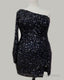 Plus Size Sequin One Sleeve Homecoming Dresses