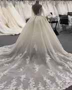 Poofy Lace Long Sleeve Wedding Dresses