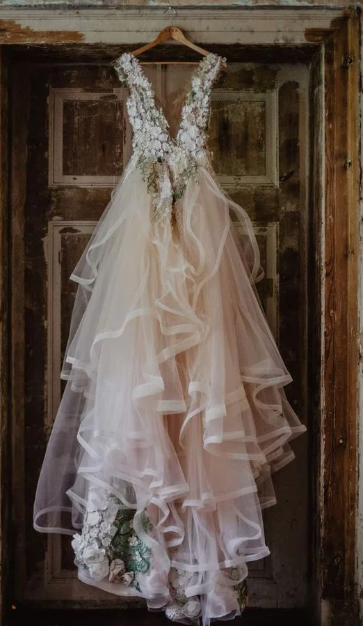Popular Prom A-Line Tulle Bridal Gowns Long Prom Dress
