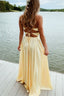 D1070 Popular Yellow Prom Dress Long Prom Dress Cross Back Prom Dresses