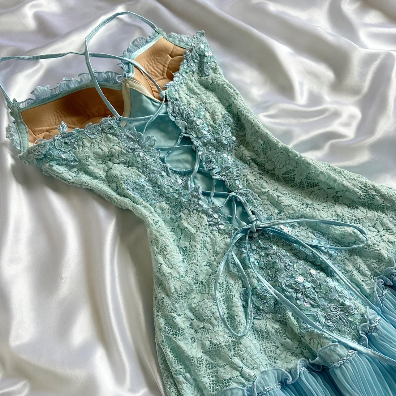 Powder Blue Sparkling Charming Retro Princess Stunning Unique Fashionable Beautiful Elegant Delicate Lace Short Lace Sequin Homecoming Dress Prom Dress Evening Dress Birthday Party Dress Prom Dress