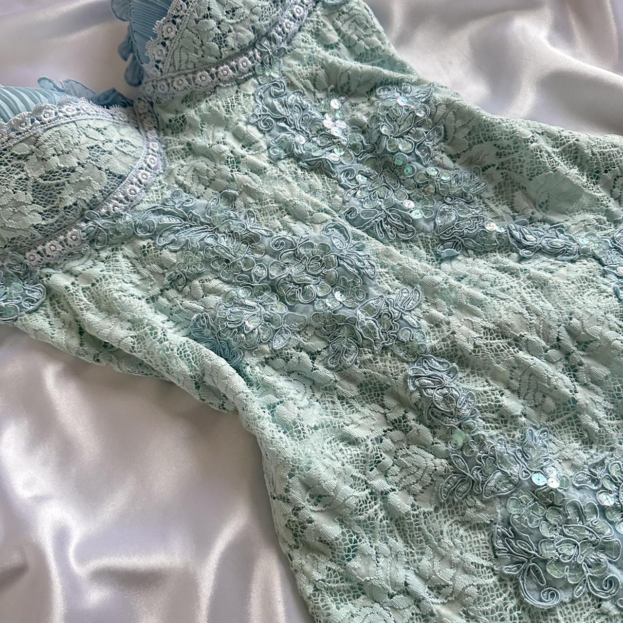 Powder Blue Sparkling Charming Retro Princess Stunning Unique Fashionable Beautiful Elegant Delicate Lace Short Lace Sequin Homecoming Dress Prom Dress Evening Dress Birthday Party Dress Prom Dress